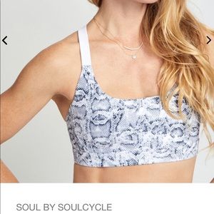 Soul cycle cross color snakeskin sports bra